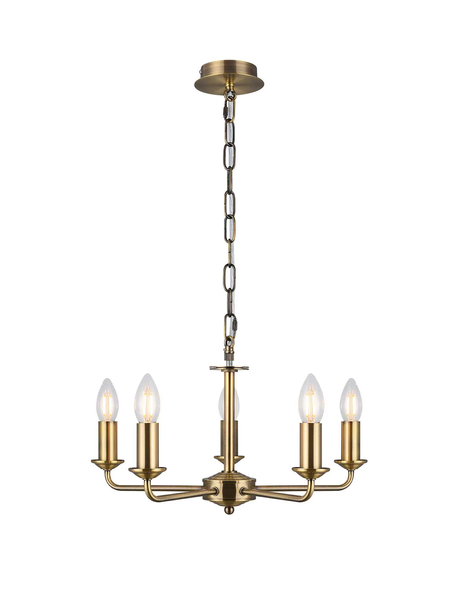 Banyan 60cm 5 Light Pendant Antique Brass, Nude Beige/Moonlight DK0040  Deco Banyan AB NU